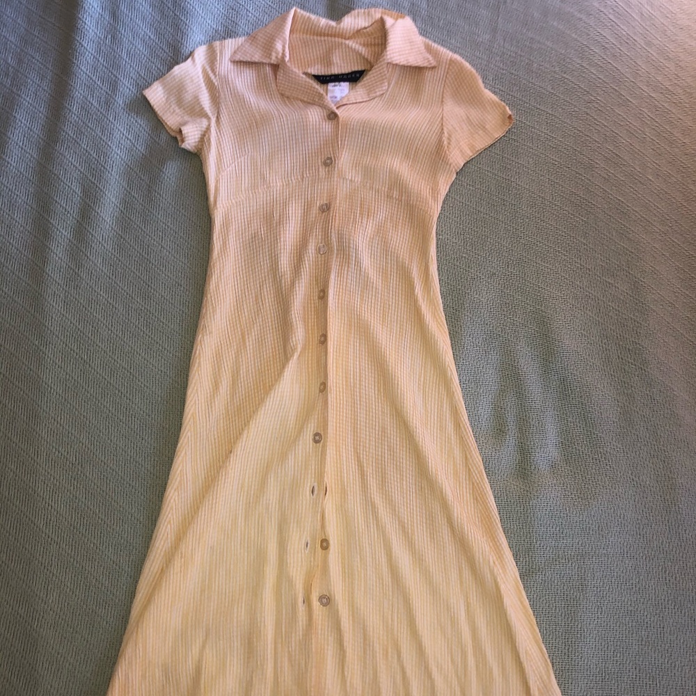 Tina Hägen mid length yellow plaid button up dress